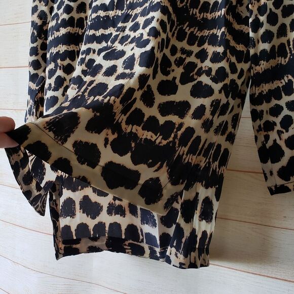 Maeve Anthropologie Linosa Silk Top/Blouse Women's Size X-Small Animal Print - Picture 5 of 9